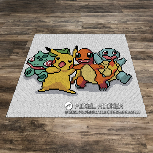Charmander, Pikachu, Blabasaur and Squirtle