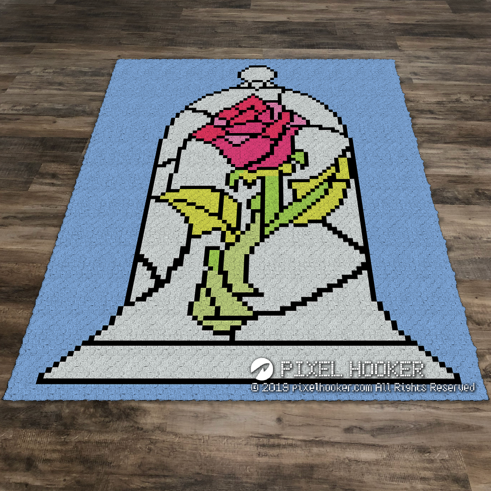 beauty and the beast rose stained glass pattern
