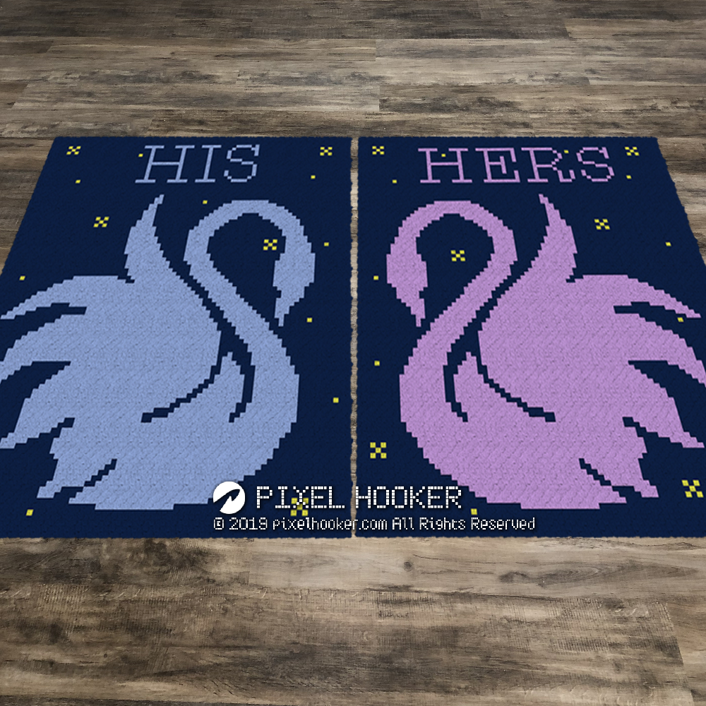 His & Hers Swans Under the stars