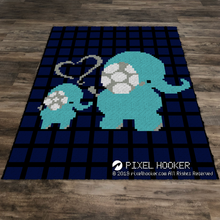Load image into Gallery viewer, Baby and Mommy Elephant with a Plaid Background