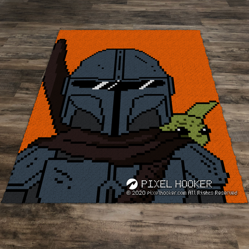 Mandalorian with Baby Yoda (Simple background)