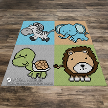 Load image into Gallery viewer, Zebra, Elephant, Turtle and Lion